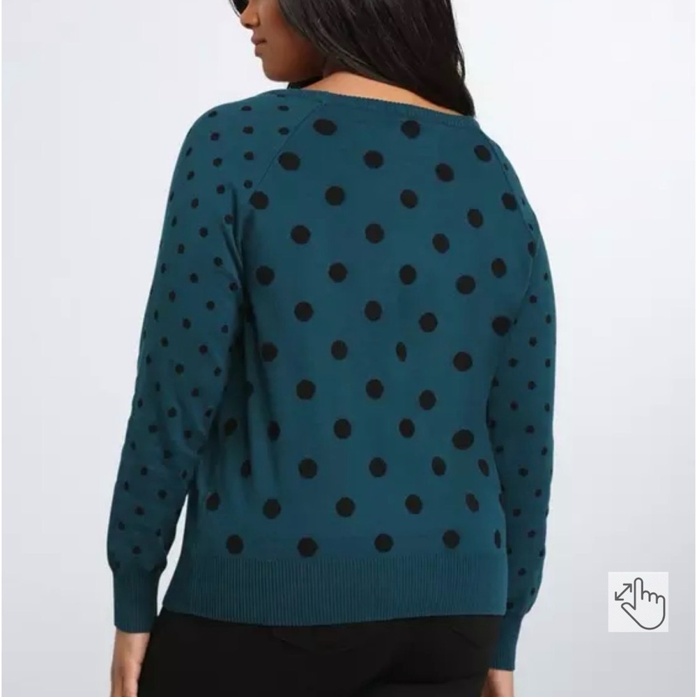 Torrid Polka Dot Sweater Teal/Black - Picture 2 of 6